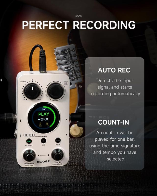 Pedal Looper MOOER GL100 - Máquina de Tambor com 100 Slots e 300